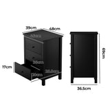 NNEED Bedside Table 3 Drawers Hamptons Furniture Black