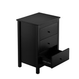 NNEED Bedside Table 3 Drawers Hamptons Furniture Black