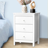 NNEED Bedside Table 3 Drawers Hamptons Furniture White