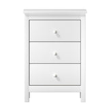 NNEED Bedside Table 3 Drawers Hamptons Furniture White