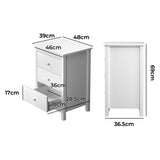 NNEED Bedside Table 3 Drawers Hamptons Furniture White