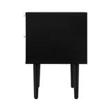 NNEED Bedside Table 2 Drawers Metal Handle Black&Wooden