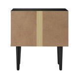 NNEED Bedside Table 2 Drawers Metal Handle Black&Wooden