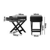 NNEED Bedside Table Wooden Frame Cross Base Black