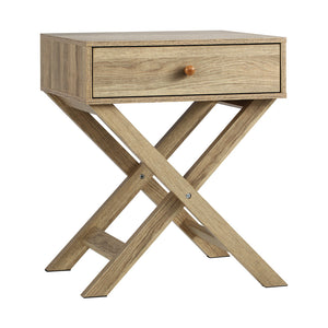 NNEED Bedside Table Wooden Frame Cross Base