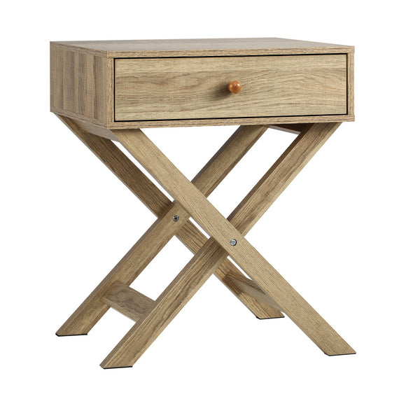 NNEED Bedside Table Wooden Frame Cross Base