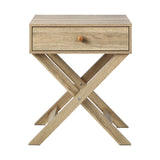 NNEED Bedside Table Wooden Frame Cross Base
