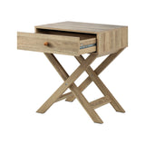 NNEED Bedside Table Wooden Frame Cross Base