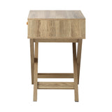 NNEED Bedside Table Wooden Frame Cross Base