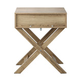NNEED Bedside Table Wooden Frame Cross Base