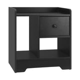 NNEED Bedside Table with Drawer & Storage Space Black