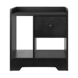 NNEED Bedside Table with Drawer & Storage Space Black