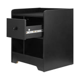 NNEED Bedside Table with Drawer & Storage Space Black