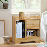 NNEED Bedside Table with Drawer & Storage Space Wooden