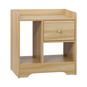 NNEED Bedside Table with Drawer & Storage Space Wooden