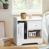 NNEED Bedside Table with Drawer & Storage Space White