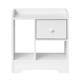 NNEED Bedside Table with Drawer & Storage Space White