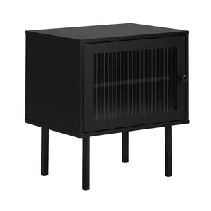 NNEED Bedside Tables Storage Cabinet Wood Black
