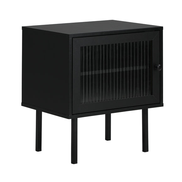 NNEED Bedside Tables Storage Cabinet Wood Black