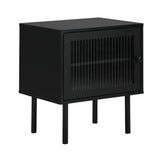NNEED Bedside Tables Storage Cabinet Wood Black