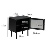 NNEED Bedside Tables Storage Cabinet Wood Black