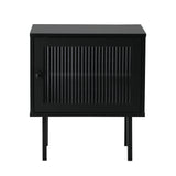 NNEED 2X Bedside Tables Storage Cabinet Glass Door Black