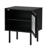 NNEED 2X Bedside Tables Storage Cabinet Glass Door Black
