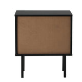 NNEED 2X Bedside Tables Storage Cabinet Glass Door Black