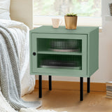 NNEED Bedside Tables Storage Cabinet Wood Green