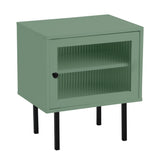 NNEED 2X Bedside Tables Storage Cabinet Glass Door Green