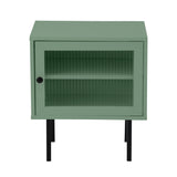 NNEED 2X Bedside Tables Storage Cabinet Glass Door Green