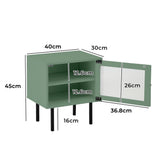 NNEED 2X Bedside Tables Storage Cabinet Glass Door Green