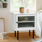 NNEED Bedside Tables Storage Cabinet Wood White