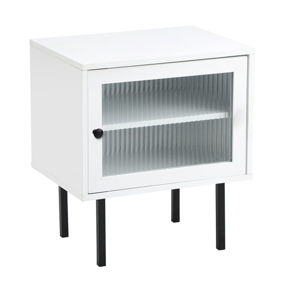 NNEED Bedside Tables Storage Cabinet Wood White