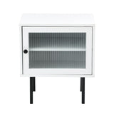 NNEED 2X Bedside Tables Storage Cabinet Glass Door White