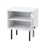 NNEED 2X Bedside Tables Storage Cabinet Glass Door White