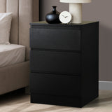 NNEED Bedside Table 3 Drawers Storage Cabinet Black