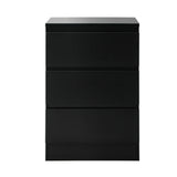 NNEED Bedside Table 3 Drawers Storage Cabinet Black