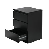NNEED Bedside Table 3 Drawers Storage Cabinet Black