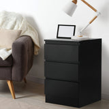 NNEED Bedside Table 3 Drawers Storage Cabinet Black