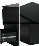 NNEED Bedside Table 3 Drawers Storage Cabinet Black