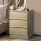 NNEED Bedside Table 3 Drawers Storage Cabinet Natural