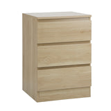 NNEED Bedside Table 3 Drawers Storage Cabinet Natural