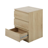 NNEED Bedside Table 3 Drawers Storage Cabinet Natural