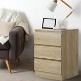 NNEED Bedside Table 3 Drawers Storage Cabinet Natural