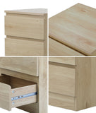 NNEED Bedside Table 3 Drawers Storage Cabinet Natural