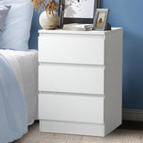 NNEED Bedside Table 3 Drawers Storage Cabinet White