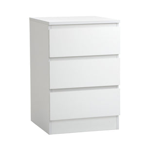 NNEED Bedside Table 3 Drawers Storage Cabinet White