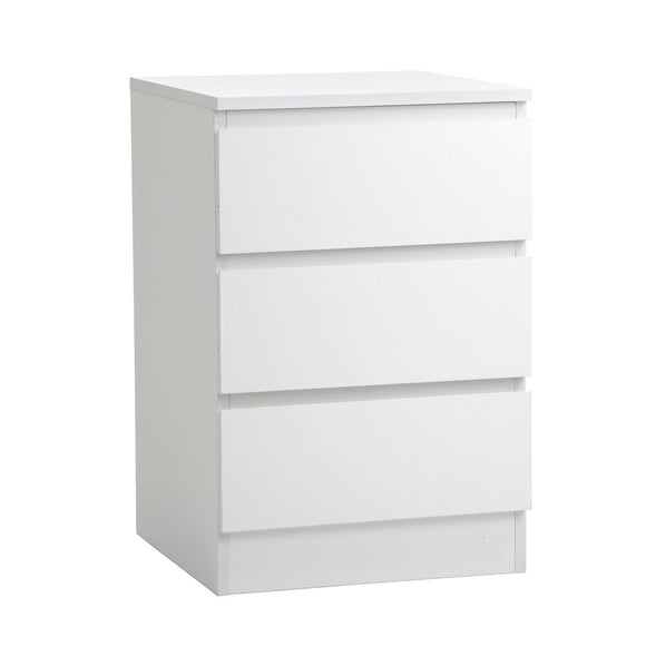 NNEED Bedside Table 3 Drawers Storage Cabinet White