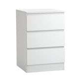 NNEED Bedside Table 3 Drawers Storage Cabinet White